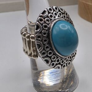 Paparazzi Silver Ring with Turquoise Accent (938)